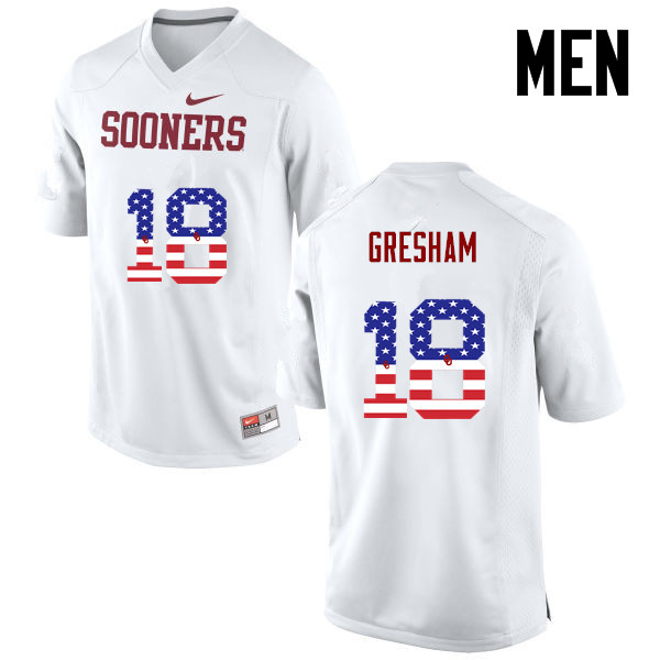 Oklahoma Sooners #18 Jermaine Gresham College Football USA Flag Fashion Jerseys-White